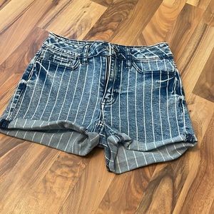 so stripped jean shorts